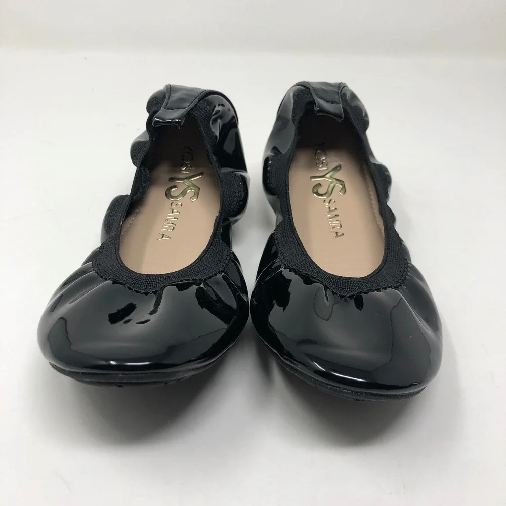 Yosi Samra Miss Samara Ballet Flats Girls Size 3Y Kids Black Patent Leather KSA2